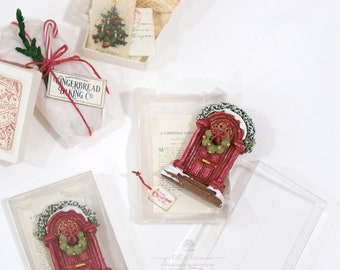 Red Christmas Door Cookie Box- Xmas- in 1/12th Scale Miniature Dollhouse Christmas Food