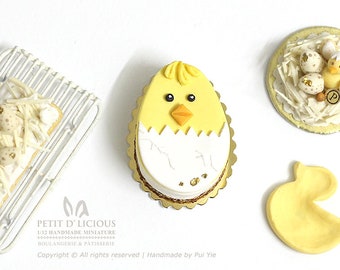 Adorable Easter Hatching Chick Cake -EASTER- Dollhouse Miniature food 1:12