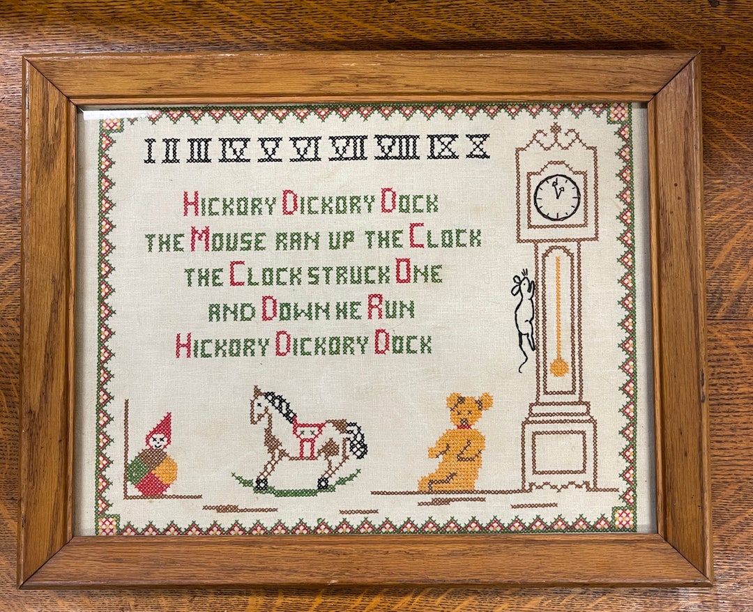 Vintage Nursery Rhyme Cross Stitch Framed Art Etsy