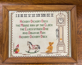 Vintage Nursery Rhyme Cross Stitch Framed Art