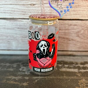Scream 16oz Glass, Glitter, Glass Tumbler, Gifts, Halloween, Scream