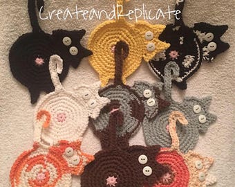 Conjunto de 3 posavasos con orificio para el culo de gato que mira a escondidas, hechos a pedido, para fanáticos de Neko Atsume Kitty