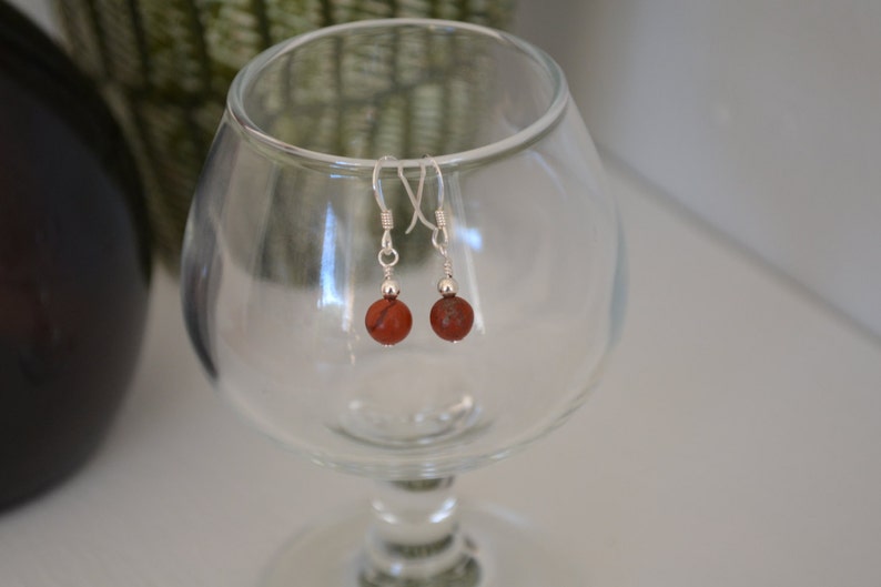 Red Jasper Gemstone Sterling Silver Drop Earrings