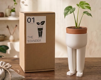 Maceta pequeña de pie / Maceta moderna para alféizar de ventana con drenaje / Maceta para suculentas de 5 cm / Decoración minimalista para el hogar y la oficina