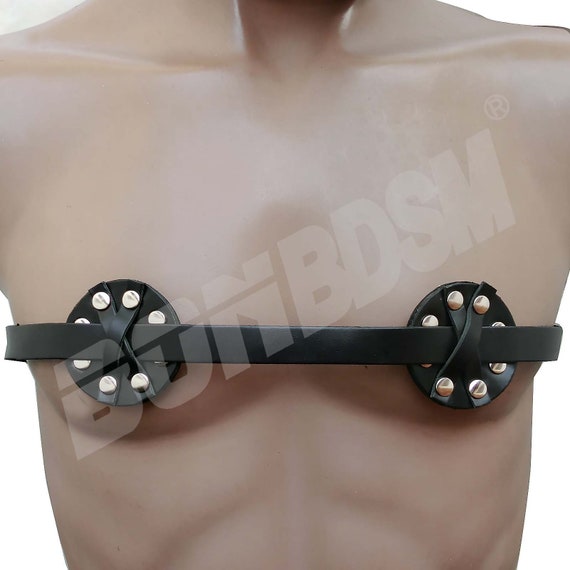 BDSM Nipple Toy, Leather Studded Spiked Breast Binders Clamps, Erotic  Fetish Sexy Bondage Mature - Etsy
