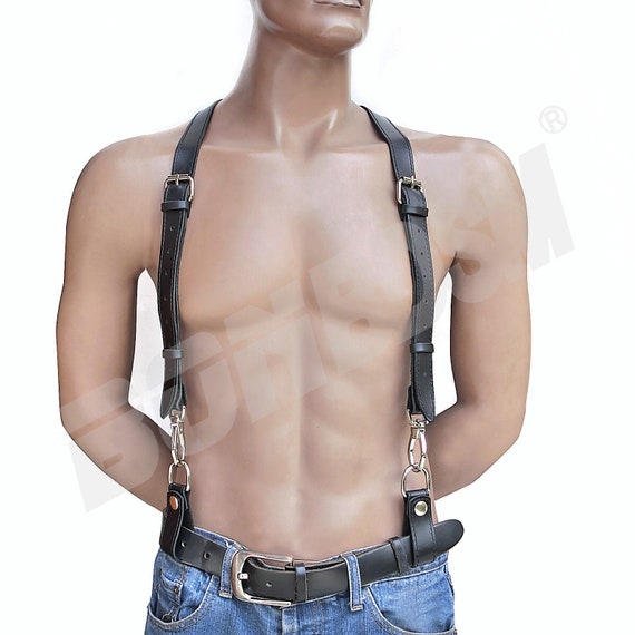 Bondage SEXY Combo Leather Harness / Braces / Suspender 4 IN 