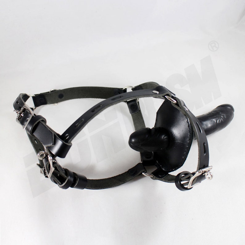 Face strap on harness double dildo mouth gag bondage strapon adult bdsm toy