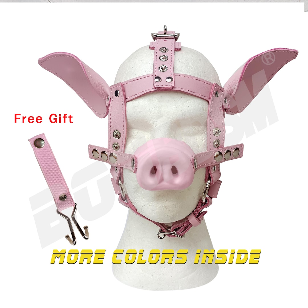 Pig Mask Leather Head Harness - Versatile Design With Optional Snout ...