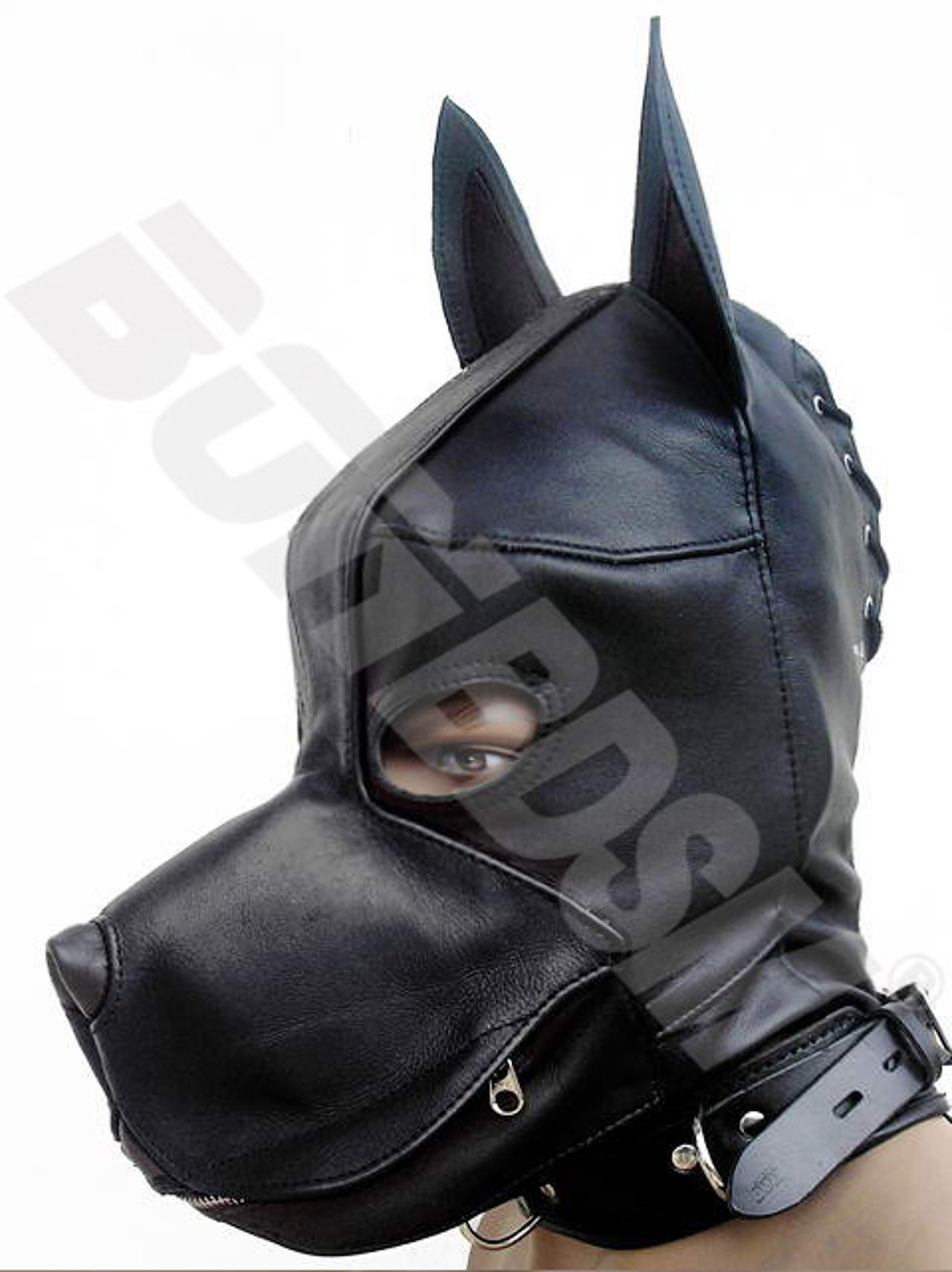 Bdsm Black DOG Mask Hood With Silicone Mouth Gag Leather Etsy