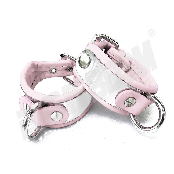 BONBDSM - Bondage Restraint Leather Cuffs with stainless steel plate and D ring - SUPERIOR QUALITY, bdsm restraints for fetish slave BONBDSM - Bondage Restraint Leather Cuffs with stainless steel plate ...