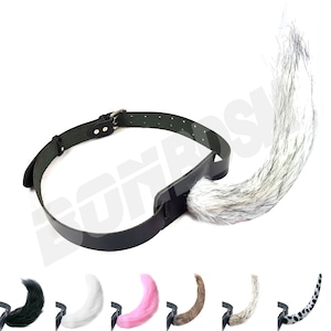 Customizable Fur Show Tail - Dog Tail Belt Harness, Non-Plug, Premium Silicone, and Genuine Leather