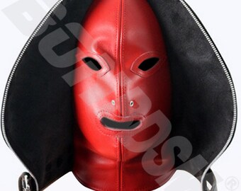 Maschera In Pelle PU Con Cerniera Per Fetish Cosplay - Unisex Nero - Foto 3