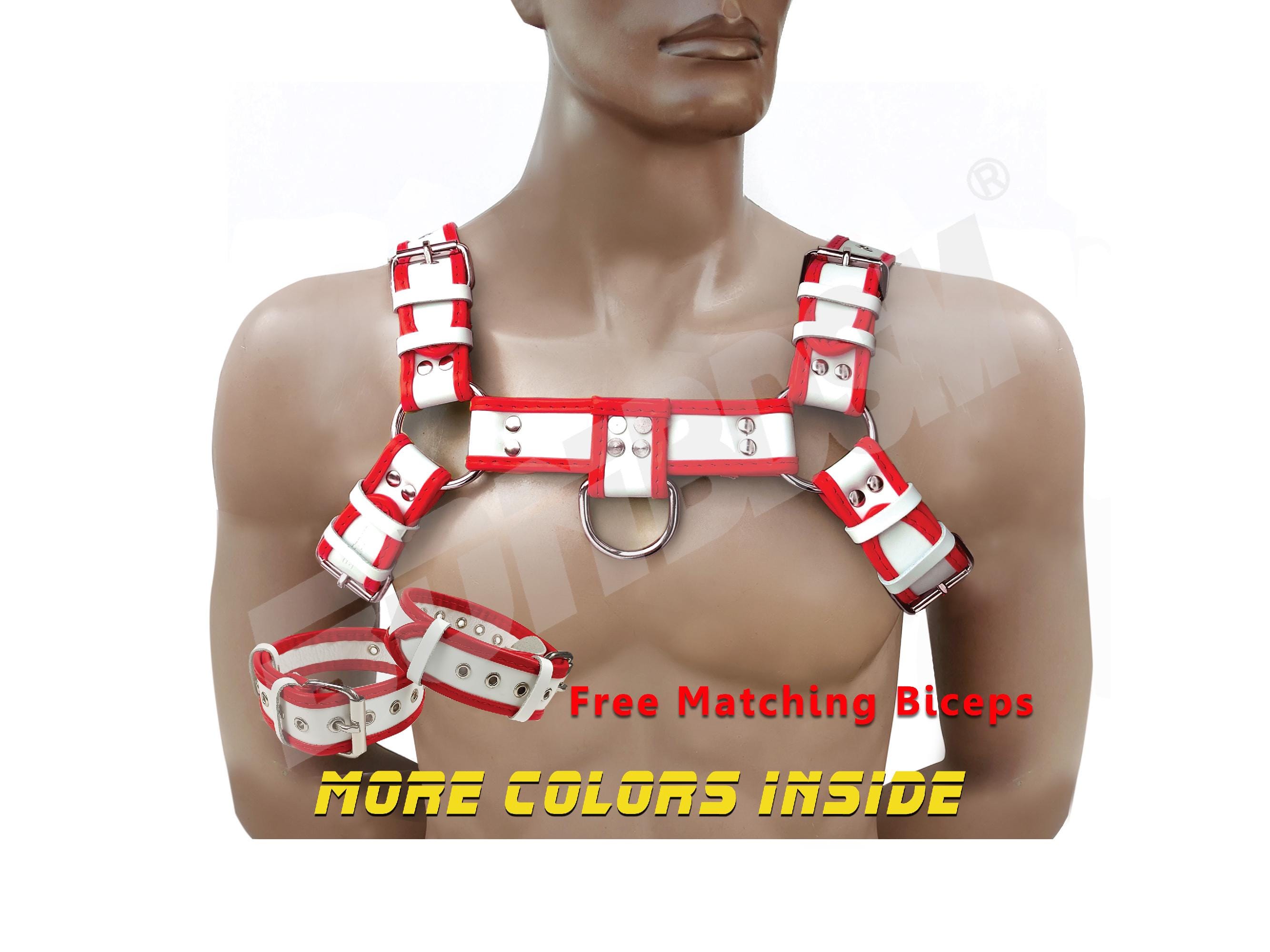 White Leather Mens Harness - Etsy display picture 1
