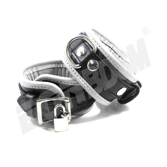 Bracelet de chevilles Hogtie Combo Bondage BDSM Cuir véritable fourrure de retenue