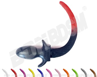 Dog Tail Butt Plug - Customizable Silicone Tail-Tip Colors for Playful Puppy - Kinky BDSM Fetish