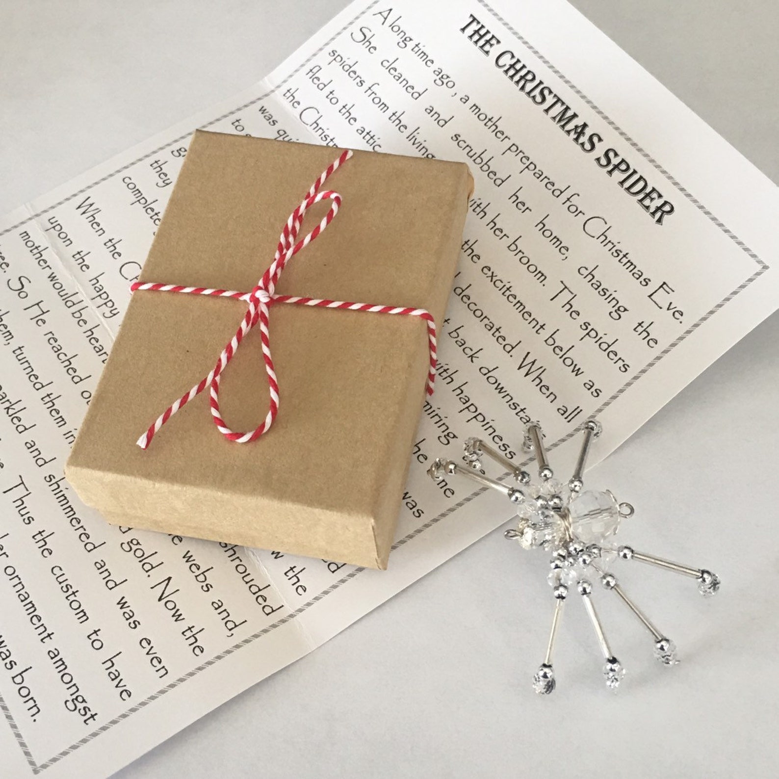 Christmas Spider Ornament - clear Crystal