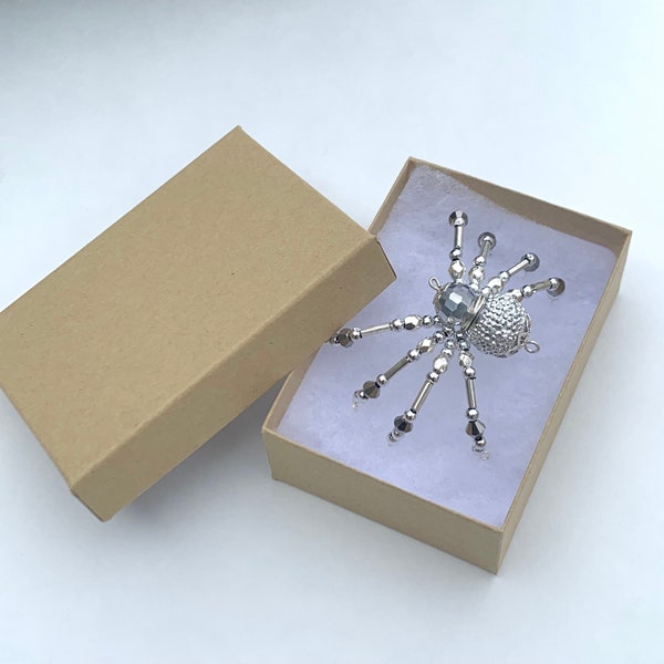 Christmas Spider Ornament - Silver Disco beads