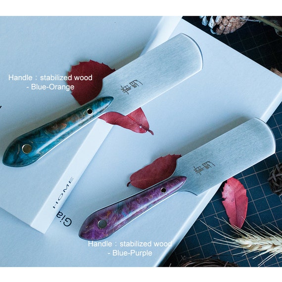 Couteau De Maroquinerie - Lame Acier Inox, Manche Bois De Santal - Pour Coupe, Biseautage Et Amincissement Du Cuir
