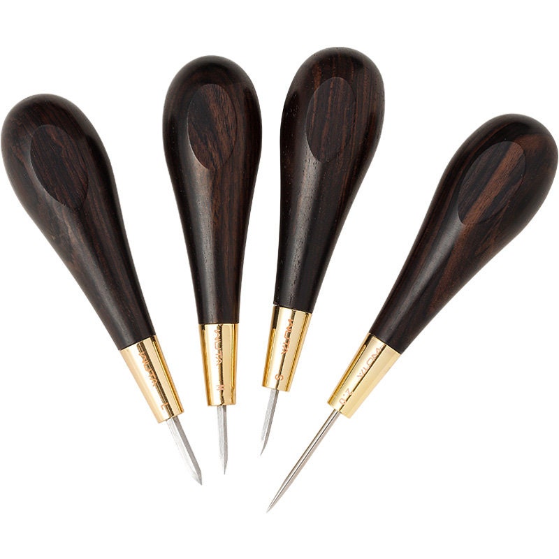 WUTA Leather Tools Stitching Awl Ebony Black Wood & Brass Craft Hand Sewing  Awls