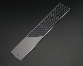 Japan Kyoshin Elle Plastic Square Ruler Gauge with Metal Cutting Edge for Leather Crafting Sewing Tool
