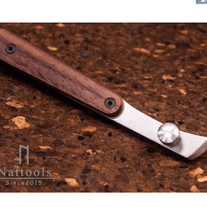 Adjustable Leather Groover Creaser Tool, Wood Handle Leathercraft Stitching Groover