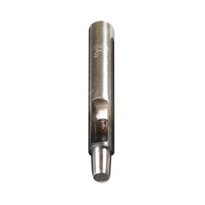 May include: A silver metal punch tool with a round tip and a rectangular hole in the center. The tool is marked with the number "9" and the letters "SPR".