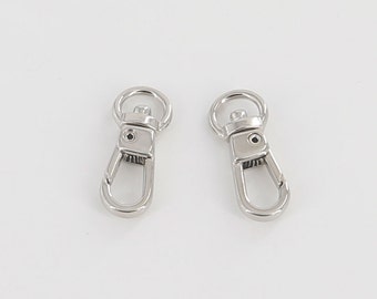 9mm Swivel Spring Snaps Silver Finish Clips Hook Eye Round Japan LeatherMob Leathercraft Leather