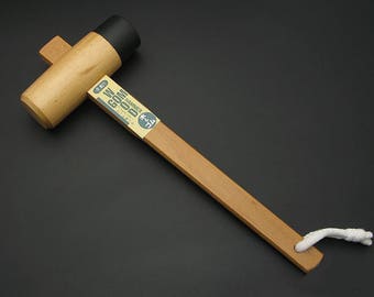 Japonais Sun up Carpenter Wood & Rubber Hammer Mallet Kiduchi Tool Artisanat en bois TOKYOHANDS fait à la main en cuir Leathermob