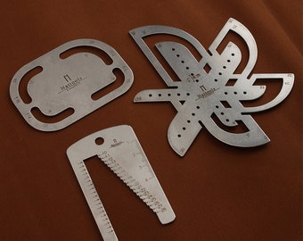 Nattools Corner/ Watchband Strap/ Belt Strap Ruler Stencil Template Leathercraft Line Draft Marking Framing  Drawing DIY Shape Aid Project