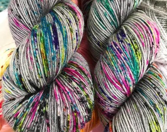 Ditzy Hippo, speckled sock yarn, speckled yarn, hand dyed yarn, speckled yarn, colorful yarn, indie dyed yarn, knitter gift, indie dyer