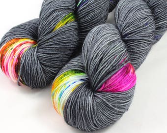 Shy Rainbow, sock yarn, speckled yarn, hand dyed yarn, speckled sock yarn, colorful yarn, indie dyed yarn, knitter gift, indi