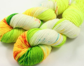 Sour, sock yarn, speckled yarn, hand dyed yarn, speckled sock yarn, colorful yarn, indie dyed yarn, knitter gift, indie dyed yarn