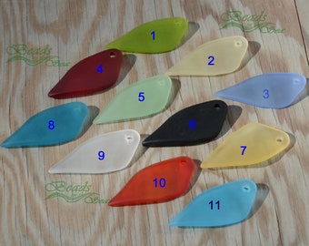 Sea Glass Shard Rainbow (44x20mm) 2pcs  Large Free form Fancy Shard ~Jewelry Making Supply~Cultured Sea Glass Beach Glass Pendants