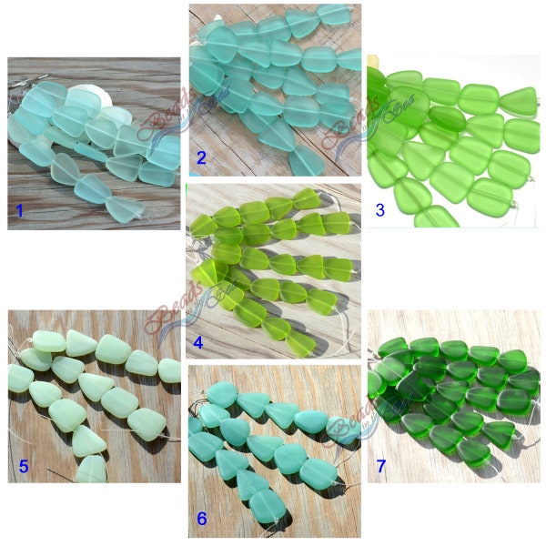 More Color~5PCs (20x20mm) LG Green Cultured Sea Glass Beads~ Jewelry Making Supply~Beach Glass Beads - 4"