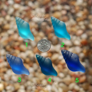 Sea Glass Large Conch Shell Blue 1pc 39x20mm Cultured Sea Glass Beach Glass Pendants image 1