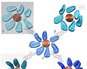 More Color Blue 5pcs/10pcs ~ Large Drop Freeform Mix Bead Set Earring Size (10~15x21~28mm) Cultured Sea Beach Glass Beads Pendants