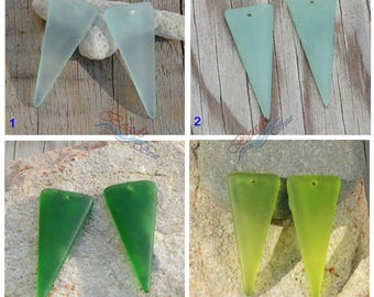 More Color~2pcs (35X15mm) Small Green Shield~ Jewelry Making Supply~ Cultured Sea Glass Bead Glass Earring Pendant Beads