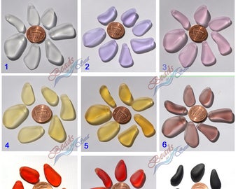 More Color 5pcs/10pcs~Rainbow Large Drop Freeform Mix Bead Set Earring Size (10~15x21~28mm) Cultured Sea Glass Beads Beach Pendants