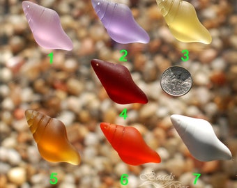 Sea Glass Large Conch Shell Rainbow 1PC (39x20mm) Cultured Sea Glass Beach Glass Pendants
