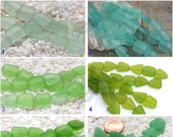 More Colors 6pcs (14X14mm) Sea Glass Green Freeform flat ~Jewelry Making Supply~Cultured Sea Glass Beach Glass Beads - 4" (6pcs/strand)