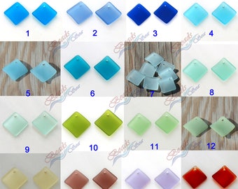 Sea Glass~More Colors~18mm  Small DIAMOND Curved  Square Sea glass Beach Glass Jewelry Beads Pendant Beads