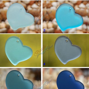 Sea Glass Heart Blue LG 2pcs 30mm Heart Flat Cultured Sea Glass BeadsJewelry Making BeadsBeach Glass Pendant Beads More Colors image 1