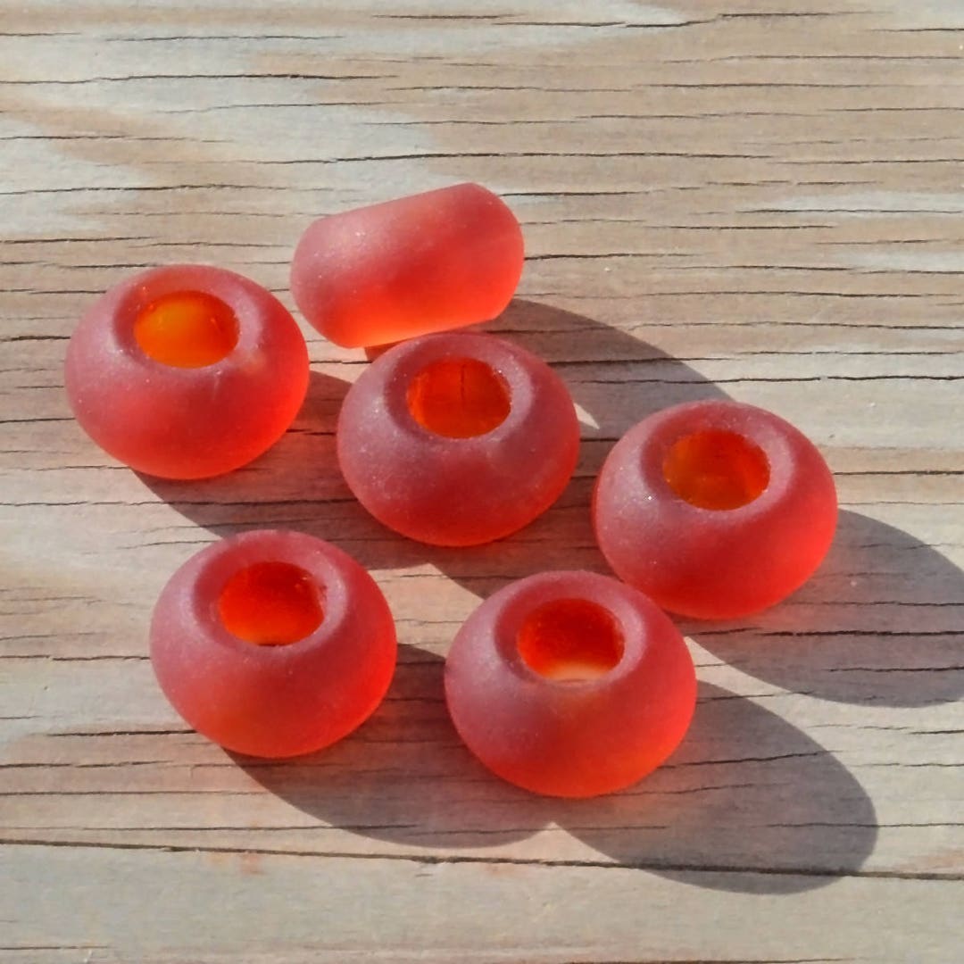 Seashell Rondells Sea Glass Rondelle LG Hole 4 Pcs (14x8mm) Rianbow Cable Style ~jeewelry ...
