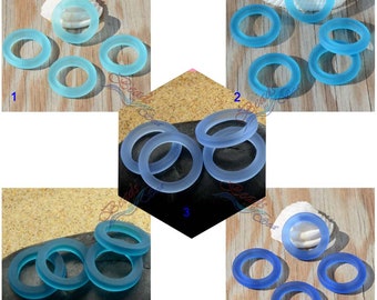 2pcs (23mm) Blue Bottle-neck Rings Cultured Sea Glass Beach Glass Pendant Bead - 2 Pieces