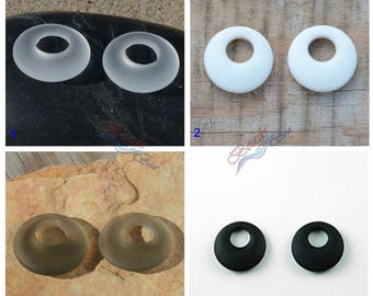 More Color~2pcs (20mm) SM Black Wihte Sea Glass Earring Donut Cultured Sea Glass Beach Glass Pendant Beads