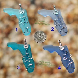 Jack Drahtwicklung 1pc große FL blau Sammlungen 45X40mm exklusive umwickelt Wirbel, Seesterne und Welle über Florida State Karte Anhaenger