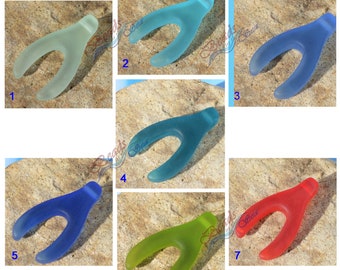 Sea Glass LG Wishbone Rainbow 1pc (36x20mm) Top Side Drilled ~Jewelry Making Supply~Cultured Sea Glass Beach Glass Pendant