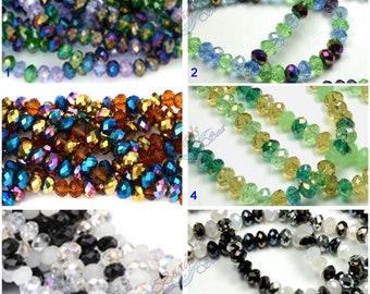35PCs (8X5mm) Rondelle Faceted Mixed Lot Chinese Crystal Tiaria Crystal Glass Beads - 8"