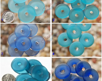 Sea Glass Donut Small (25mm) 2pcs Earring Size Beading Supply Cultured Sea Glass Beach Glass Pendant Beads