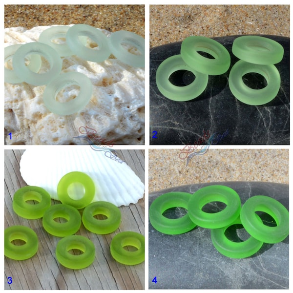 Sea glass beach glass 12mm Circle Rings Green 2pc Bottle-neck Style Rings Connector Cultured Sea Glass Pendants